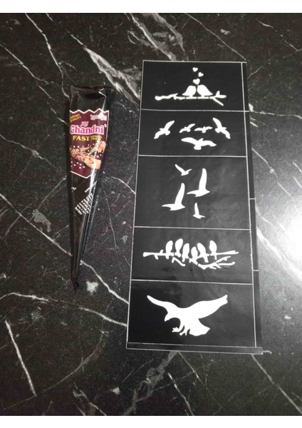 Al Chandhi Hint Kınası + Siyah Renk +1 Adet Şablon