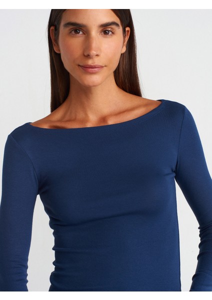 31332 Kayık Yaka Uzun Kollu Top-Lacivert fırsatları