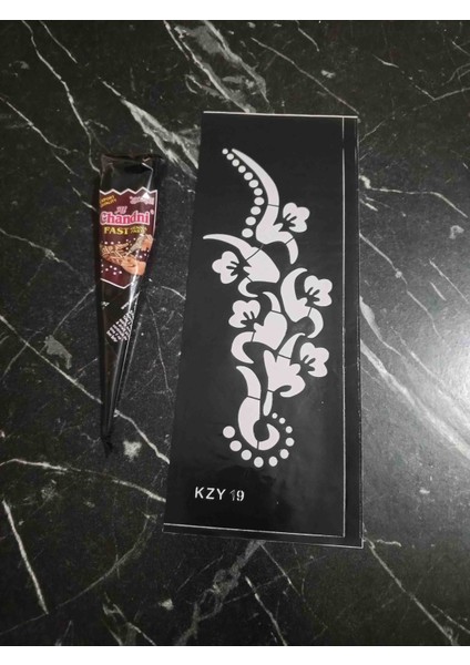 Al Chandhi Hin Kınası + Siyah Renk + 1 Adet Şablon