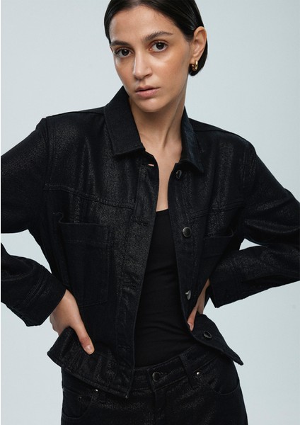 Tanya Iconic Gri Işıltılı Jean CEKET1110477-88595