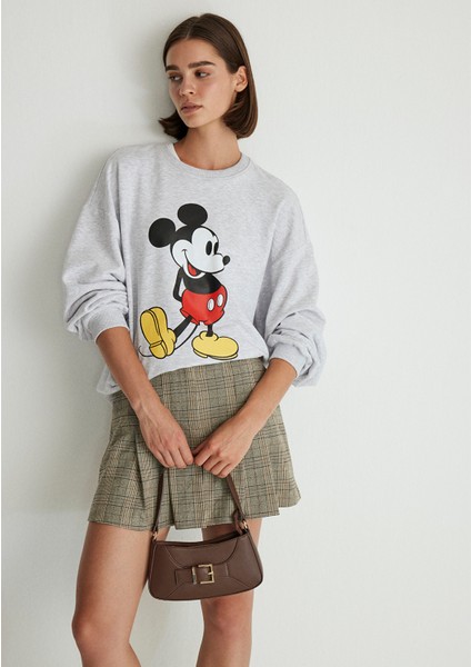 Mickey Mouse Baskılı Gri SWEATSHIRT1S10254-88467