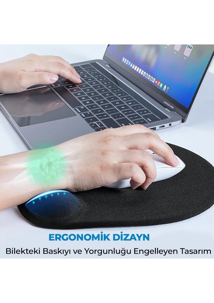Silikon Jel Bilek Destekli Mouse Pad - Kaymaz Mouse Ped - Jel Mousepad - Silikon Fare Pedi Jel - Silikon Mousepad