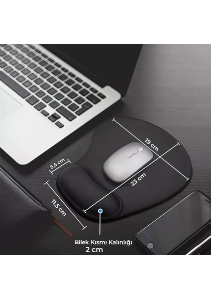 Silikon Jel Bilek Destekli Mouse Pad - Kaymaz Mouse Ped - Jel Mousepad - Silikon Fare Pedi Jel - Silikon Mousepad