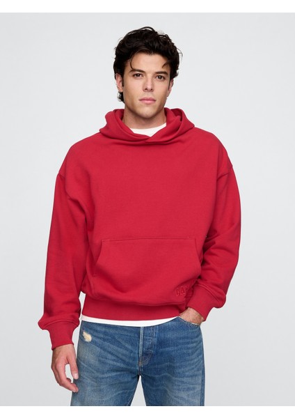 Erkek Kırmızı Gap Logo Heavyweight Oversize Sweatshirt