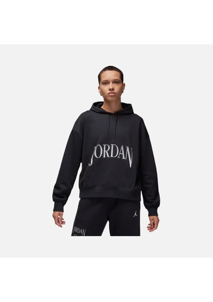 Jordan Brooklyn Fleece Pullover Hooded Kadın Bol Kesim Siyah Polarlı Kapüşonlu Sweatshirt DN5434 010