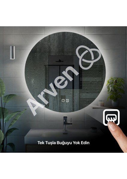 Buğu Önleyicili Dokunmatik LED Işıklı Yuvarlak Ayna Banyo Aynası Makyaj Aynası Dekoratif Ayna Kumlamasız