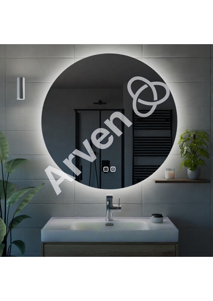 Buğu Önleyicili Dokunmatik LED Işıklı Yuvarlak Ayna Banyo Aynası Makyaj Aynası Dekoratif Ayna Kumlamasız