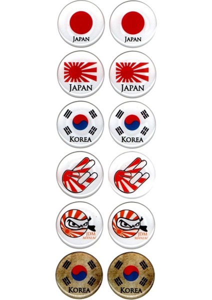 Japonya Sevenler Damla Sticker 12'li Set Japan - Korea Tasarım Sticker Damla