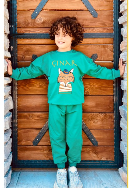 Isme Özel Pamuklu Baskılı Unisex Bebek Eşofman Takımı