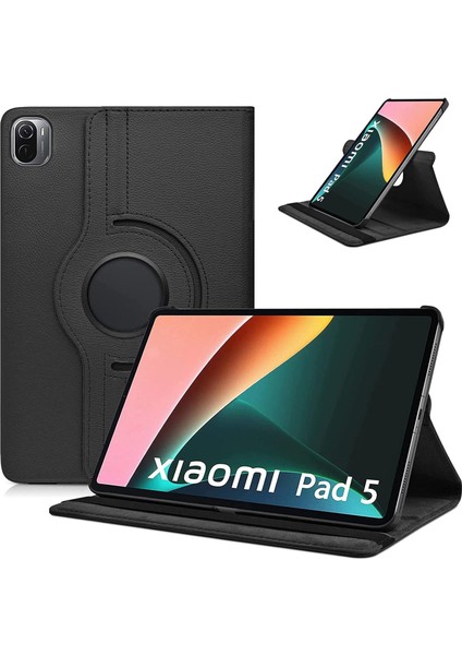 Byars-Kılıf For Xiaomi Pad 5 11 Inç 2021 Için Kılıf/for Xiaomi Pad 5 Pro 11 "360 ° Döndürme ve Stand Fonksiyonlu Ince Koruyucu Deri Kılıf Mi Pad 5 Için Kitap Kapağı Hafif Folio Kılıf, Siyah-Byars