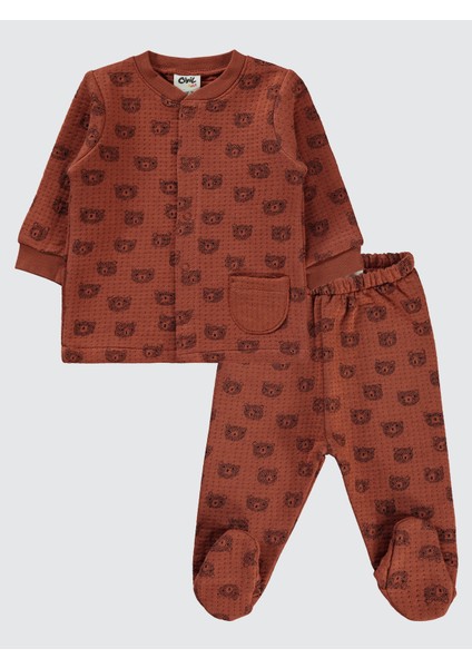 Erkek Bebek Pijama Takımı 1-6 Ay Kahve