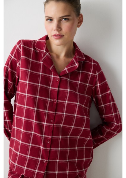 Aria Checked Kırmızı Gömlek Pantolon Pijama Takımı
