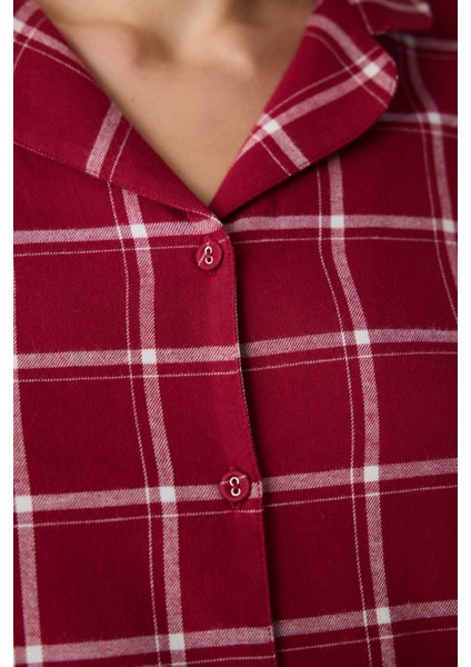 Aria Checked Kırmızı Gömlek Pantolon Pijama Takımı