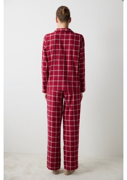 Aria Checked Kırmızı Gömlek Pantolon Pijama Takımı