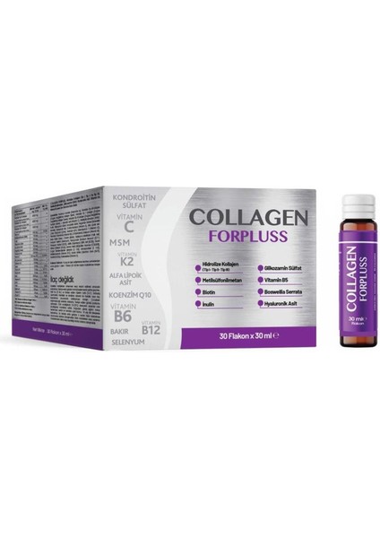 FORPLUSS–10.000 mg Tip 1-2-3 Sıvı Kolajen+MSM+Hyaluronik Asit (30 Flakon)