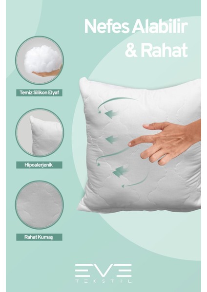 6 Adet Diamant Plus Kare Kırlent Yıkanabilir Antialerjik Silikon Elyaf Yastık 40 x 40 cm 400 gr