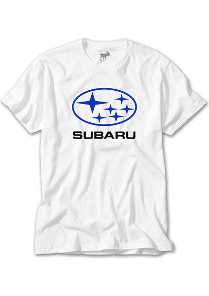 Subaru Logo Stars Beyaz Tişört