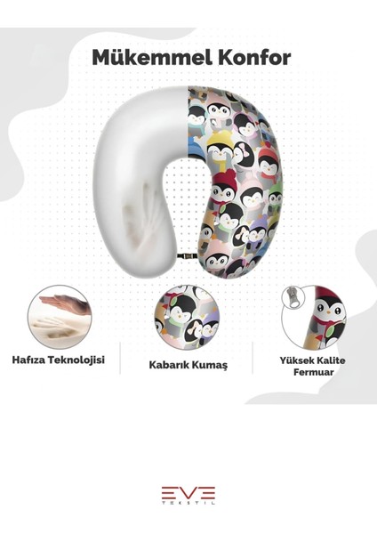 Ortopedik Seyahat Yastığı Visco Boyun Destekli Seyahat Yastığı Hipoalerjik Animals Desenli fırsatları