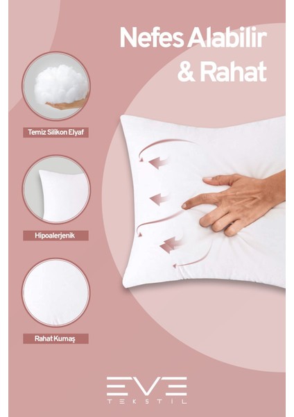 2 Adet Throw Serisi Antialerjik Silikon Elyaf Dolgulu Kırlent Iç Kare Yastık 45 x 45 cm 350GR fırsatları