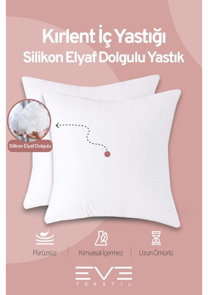 10 Adet Throw Serisi Antialerjik Silikon Elyaf Dolgulu Kırlent Iç Kare Yastık 45 x 45 cm 350GR