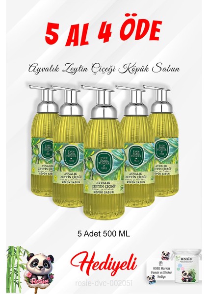 Köpük Sabun 500 ml Ayvalık Zeytin Çiçeği 5 Al 4 Öde ve Rosie Pamuk