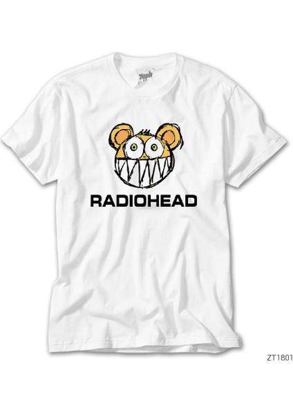 Radiohead Kid Bear Cartoon Beyaz Tişört