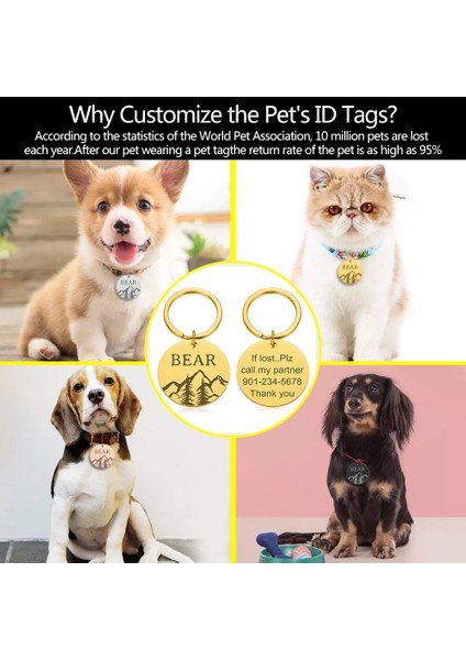 Çiçek-Altın Tarzı 20MM Özel Isim Adres Etiketi Pet Köpek Etiketi Kedi Tasma Aksesuarı Süsleme Pet Kimlik Köpek Etiketi Yaka Paslanmaz Çelik Kedi Etiketi (Yurt Dışından) modelleri