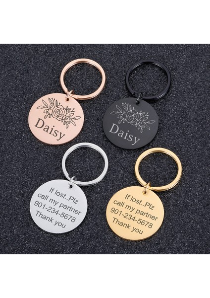 Çiçek-Altın Tarzı 20MM Özel Isim Adres Etiketi Pet Köpek Etiketi Kedi Tasma Aksesuarı Süsleme Pet Kimlik Köpek Etiketi Yaka Paslanmaz Çelik Kedi Etiketi (Yurt Dışından) fırsatları