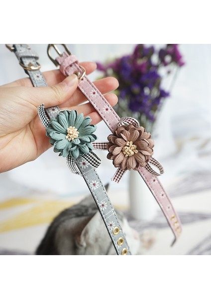 Gri Ip Stili S Beden Küçük Orta Köpekler Için Ayarlanabilir Deri Kolye Kedi Köpek Tasma Seti Pet Köpek Yaka Çiçeği Yavru Kedi Köpek Yaka Pet Aksesuarları (Yurt Dışından) fırsatları