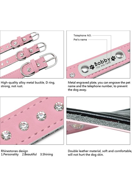 Pembe Tarzı Xs Beden Özel Tasarım Taşlı Köpek Tasmaları Yastıklı Kişiselleştirilmiş Köpek Kimlikli Tasmalar Küçük Orta Köpekler Kediler Yavru Kedi Pembe Kırmızı Siyah (Yurt Dışından) modelleri