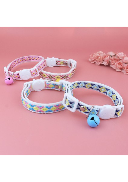 Pembe Tarzı Yeni Güzel Baskılı Kedi Tasmaları Kafes Dokuma Tasmalar Ayarlanabilir Kaybolmaz Çanlı Tasmalar Renkli Sevimli Şirin Pet Malzemeleri (Yurt Dışından)
