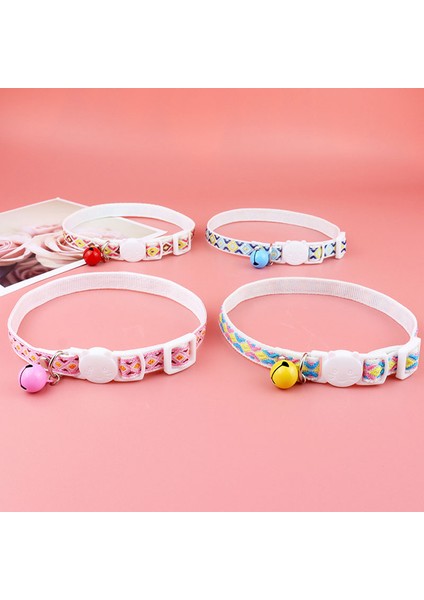 Pembe Tarzı Yeni Güzel Baskılı Kedi Tasmaları Kafes Dokuma Tasmalar Ayarlanabilir Kaybolmaz Çanlı Tasmalar Renkli Sevimli Şirin Pet Malzemeleri (Yurt Dışından)