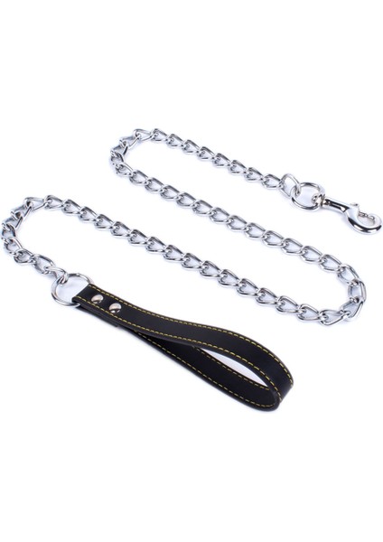 Siyah Stil 2MM-180CM Dayanıklı Anti-Isırma Metal Köpek Zincir Kayışı Küçük Orta Büyük Köpek Zincir Tasma Tutma Sapı Pu Deri Demir Zincir Pet Aksesuarları (Yurt Dışından)