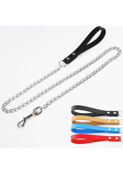 Siyah Stil 2MM-180CM Dayanıklı Anti-Isırma Metal Köpek Zincir Kayışı Küçük Orta Büyük Köpek Zincir Tasma Tutma Sapı Pu Deri Demir Zincir Pet Aksesuarları (Yurt Dışından) modelleri