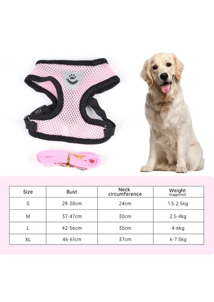 Pembe Stil M Beden Ayarlanabilir Köpek Çekiş Kemeri Göğüs Kemeri Çekiş Kemeri Yele Tasma Nefes Alabilir Kedi ve Köpek Aksesuarları (Yurt Dışından)