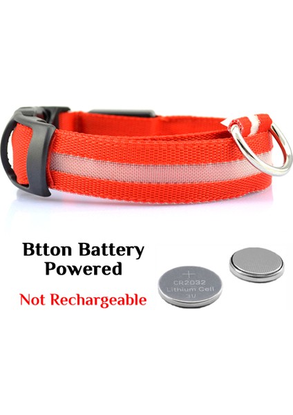 Kırmızı Düğme Pil Stili M Boyun 40-48CM Küçük Orta Boy Köpekler Için Yansıtıcı Köpek Tasması - Kaybolmayı Önleyici Gece Güvenlik Tasması (Yurt Dışından)