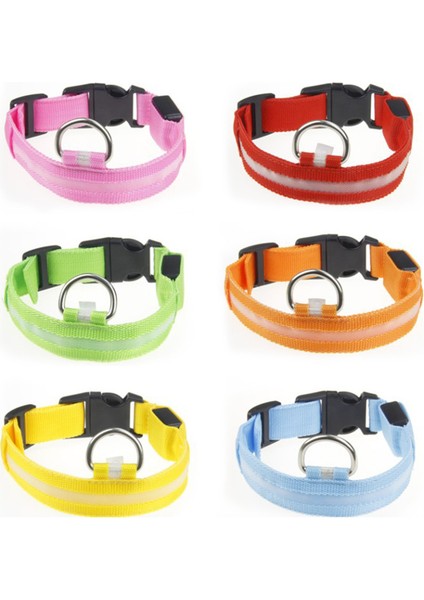 Kırmızı Düğme Pil Stili M Boyun 40-48CM Küçük Orta Boy Köpekler Için Yansıtıcı Köpek Tasması - Kaybolmayı Önleyici Gece Güvenlik Tasması (Yurt Dışından)