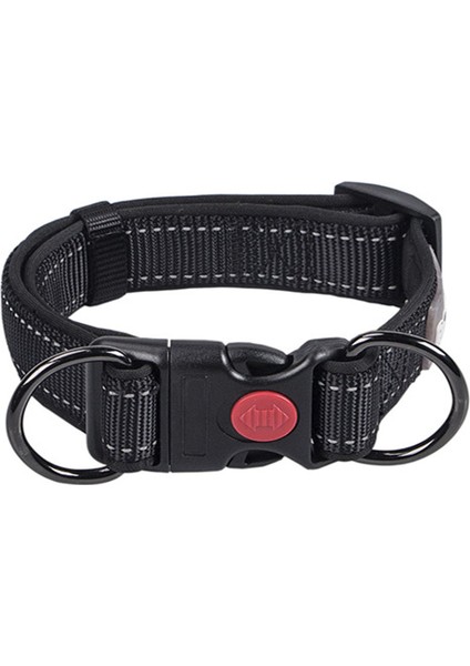Siyah Stil L Beden Yansımalı Köpek Boyunbandı Yumuşak Neopren Yastıklı Naylon Pet Yavru Boyunbandı Ayarlanabilir Orta Büyük Köpek Boyunbandı Hızlı Serbest Bırakma Tokalı (Yurt Dışından)