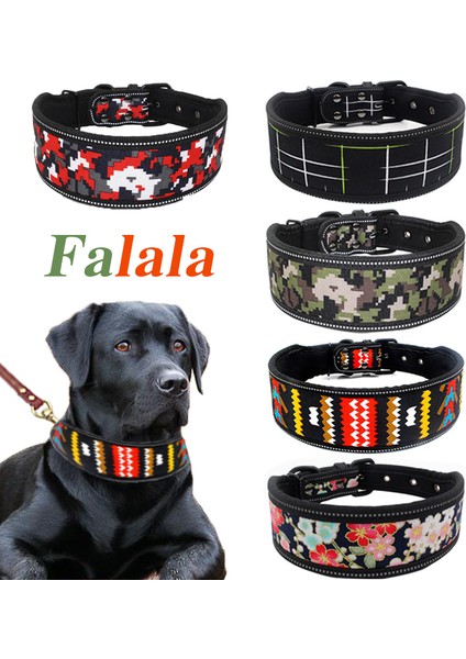 Siyah Çiçek Stili L Beden Yansıtıcı Yavru Büyük Köpek Tasma Tokalı Baskılı Ayarlanabilir Pet Tasma Küçük Orta Büyük Köpekler Pitbull Tasma Köpek Zinciri (Yurt Dışından)