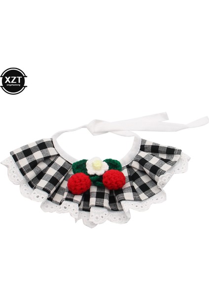 Siyah Stil XL-35-40CM Sevimli Dantel Köpek Tasma Kedi Tasma Fiyonk Pet Tasma Yaka Bibs Sevimli Köpek Kedi Kolye Dekor Küçük Köpekler Kediler Için Damalı Çiçekler Tasma (Yurt Dışından)