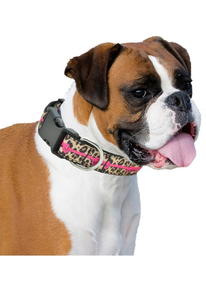 C-2520 Stili M Beden Dwoofg Leopar Desenli Kişiselleştirilmiş Köpek Tasmaları Ayarlanabilir Tasma Orta Büyük Köpekler Pitbull Naylon Tasma Büyük (Yurt Dışından)