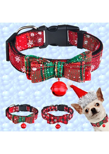 Siyah Stil M34-53CM Noel Köpek Tasmalığı ve Zil Kumaş Dişi Erkek Yavru Pet Papyon Yaka Ayarlanabilir Orta Büyük Yavru Tasmaları Pet Tasma Nilon (Yurt Dışından) fırsatları