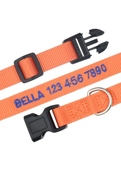 Turuncu Tarzı Xs (20-30 Cm) Nakışlı Köpek Tasması Kişiselleştirilmiş Özel Kedi Tasması Isim Telefon Numarası Naylon Köpek Kolyesi Küçük Büyük Yavru (Yurt Dışından)