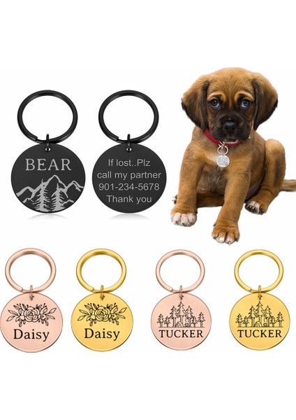 Ağaç-Altın Tarzı 20MM Özel Isim Adres Etiketi Pet Köpek Etiketi Kedi Tasma Aksesuarı Süsleme Pet Kimlik Köpek Etiketi Yaka Paslanmaz Çelik Kedi Etiketi (Yurt Dışından) fiyatları
