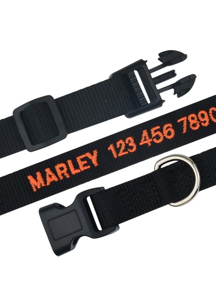 Siyah Stil L (40-60 Cm) Nakışlı Köpek Tasması Kişiselleştirilmiş Özel Kedi Tasması Isim Telefon Numarası Naylon Köpek Kolyesi Küçük Büyük Yavru (Yurt Dışından)