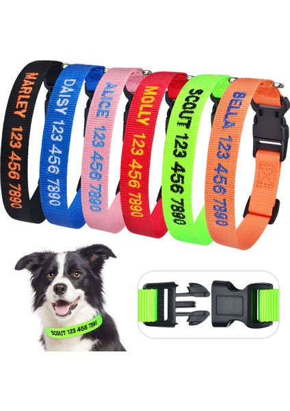 Siyah Stil L (40-60 Cm) Nakışlı Köpek Tasması Kişiselleştirilmiş Özel Kedi Tasması Isim Telefon Numarası Naylon Köpek Kolyesi Küçük Büyük Yavru (Yurt Dışından) fırsatları