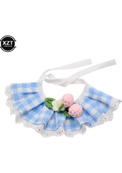 Mavi Stil M-25-30CM Sevimli Dantel Köpek Tasma Kedi Tasma Fiyonk Pet Tasma Yaka Bibs Sevimli Köpek Kedi Kolye Dekor Küçük Köpekler Kediler Için Damalı Çiçekler Tasma (Yurt Dışından)