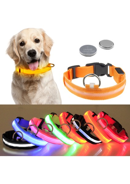 Mavi Düğme Pil Stili S Boyun 35-43CM Küçük Orta Boy Köpekler Için Yansıtıcı Köpek Tasması - Kaybolmayı Önleyici Gece Güvenlik Tasması (Yurt Dışından)