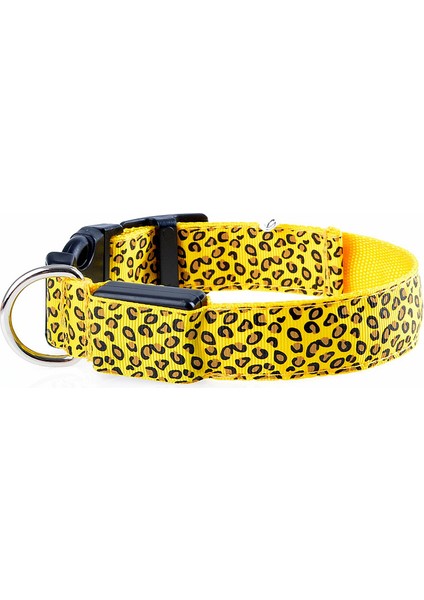 Sarı Stil M Beden Naylon LED Evcil Hayvan Tasma, Gece Güvenlik Işıldayan Kedi Tasma, Leopar Köpekler Luminöz Floresan Tasmalar Evcil Hayvan Malzemeleri (Yurt Dışından)