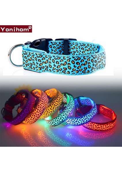 Sarı Stil M Beden Naylon LED Evcil Hayvan Tasma, Gece Güvenlik Işıldayan Kedi Tasma, Leopar Köpekler Luminöz Floresan Tasmalar Evcil Hayvan Malzemeleri (Yurt Dışından)